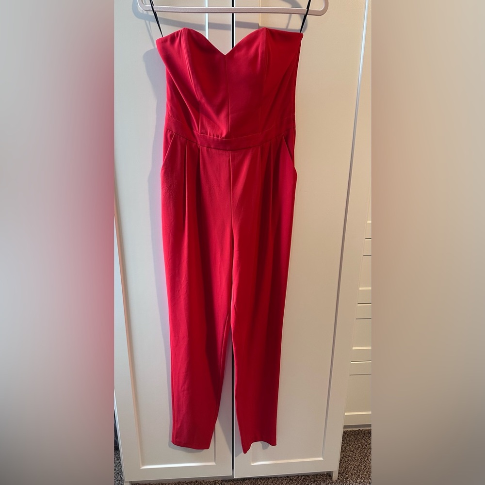 H&M Vibrant Red Strapless Jumpsuit